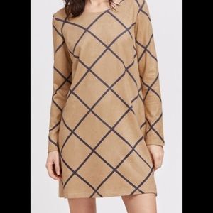 Tan Suede Plaid Dress
